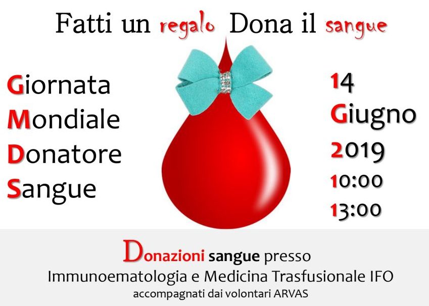 Locandina della giornata mondiale della donazione sangue 2019
